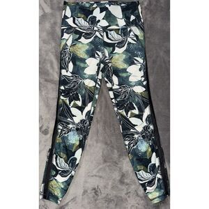 Athleta Women's Floral Pattern Hawaiian‎ Green and Navy Legging Size Small